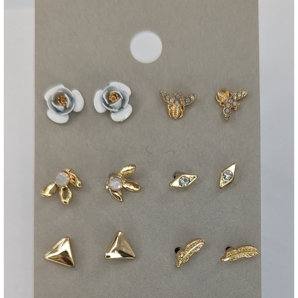 Set of 12 Earrings Firefly Roses Studs Huggie by BP - Picture 2 of 5